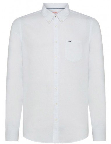 Camicia Sun68 uomo Shirt Linen B/D S32106 bianca PE22