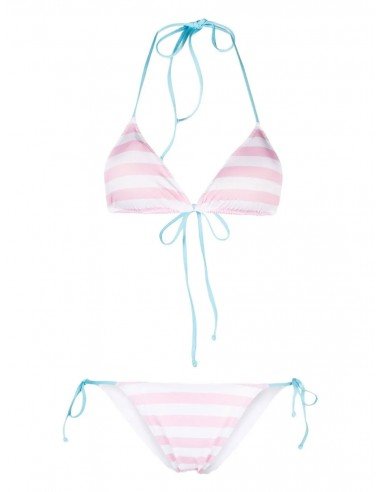 Bikini Mc2 Saint Barth donna Leah Marielle stripes Fiorucci rosa PE23
