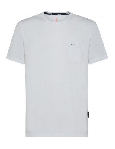 T-shirt Sun68 uomo Round Solid Pocket T33101 bianca PE23