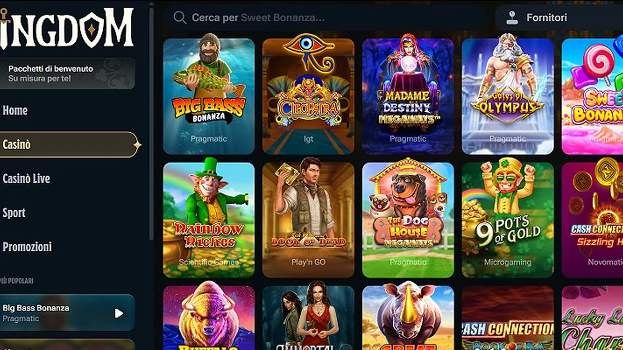 Kingdom Casino — schermata del sito Curacao (Dama N.V.)